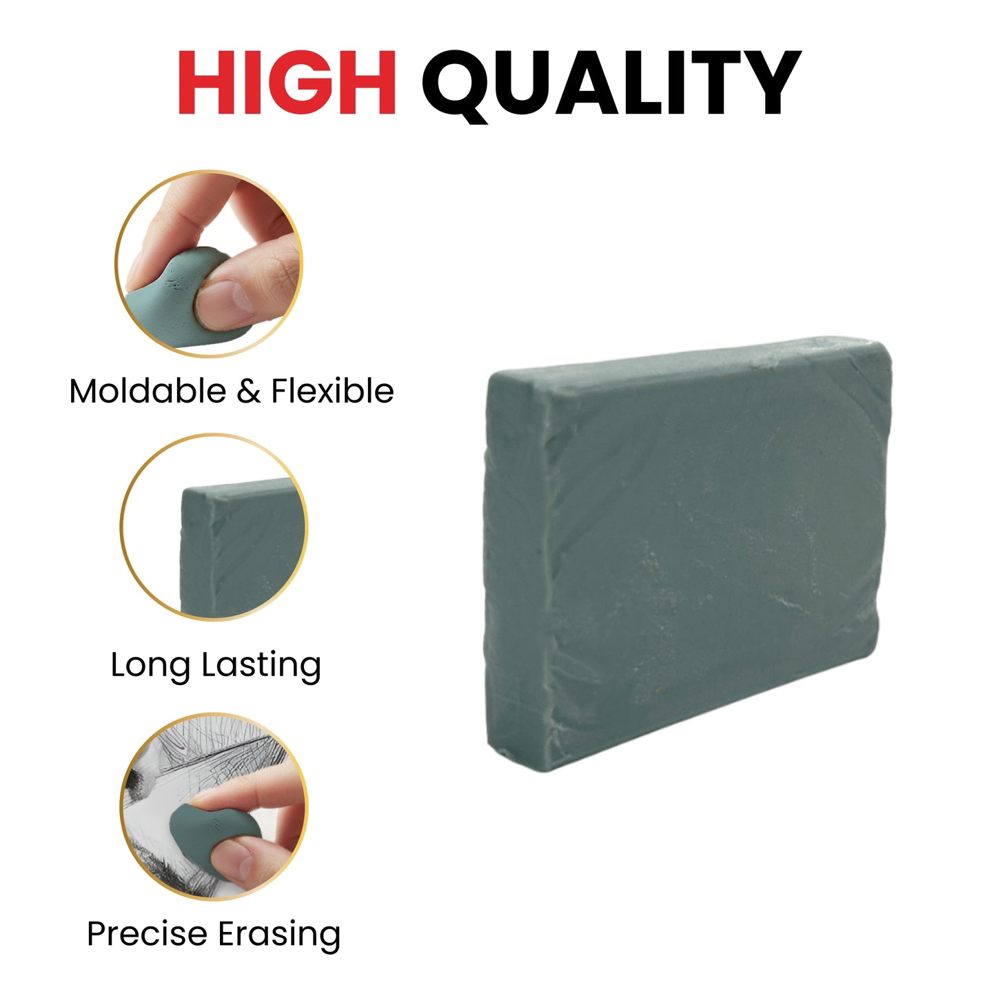 Pack of 24 Kneadable Erasers 45 x 35 x 10mm – Reusable Mouldable Rubber for Artists and Sketching
