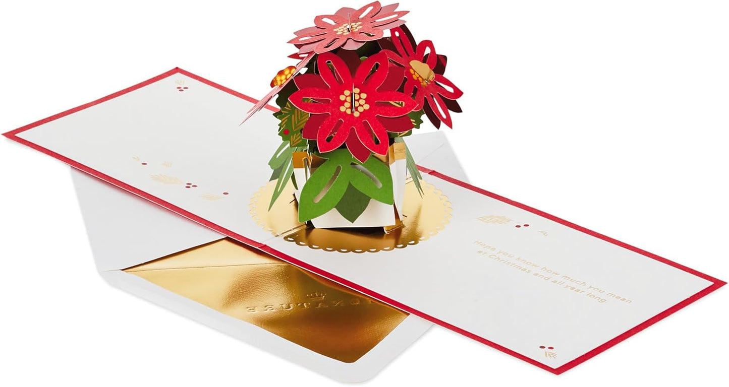 Poinsettia Flowers 3D and Pop Up Christmas Card