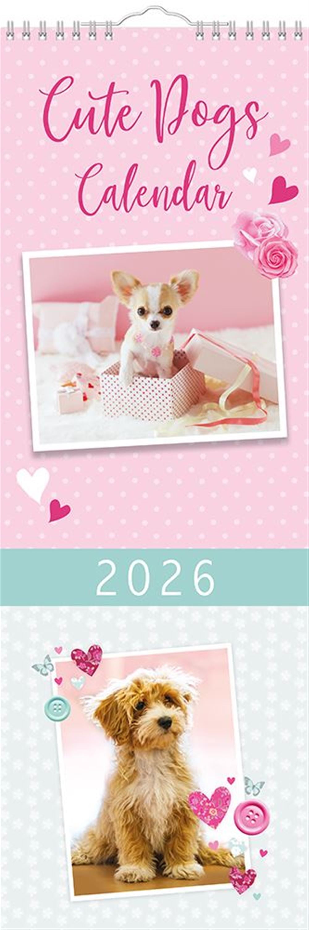 Slim Month To View Calendar 2026 – Photographic Dogs – 143mm x 417mm
