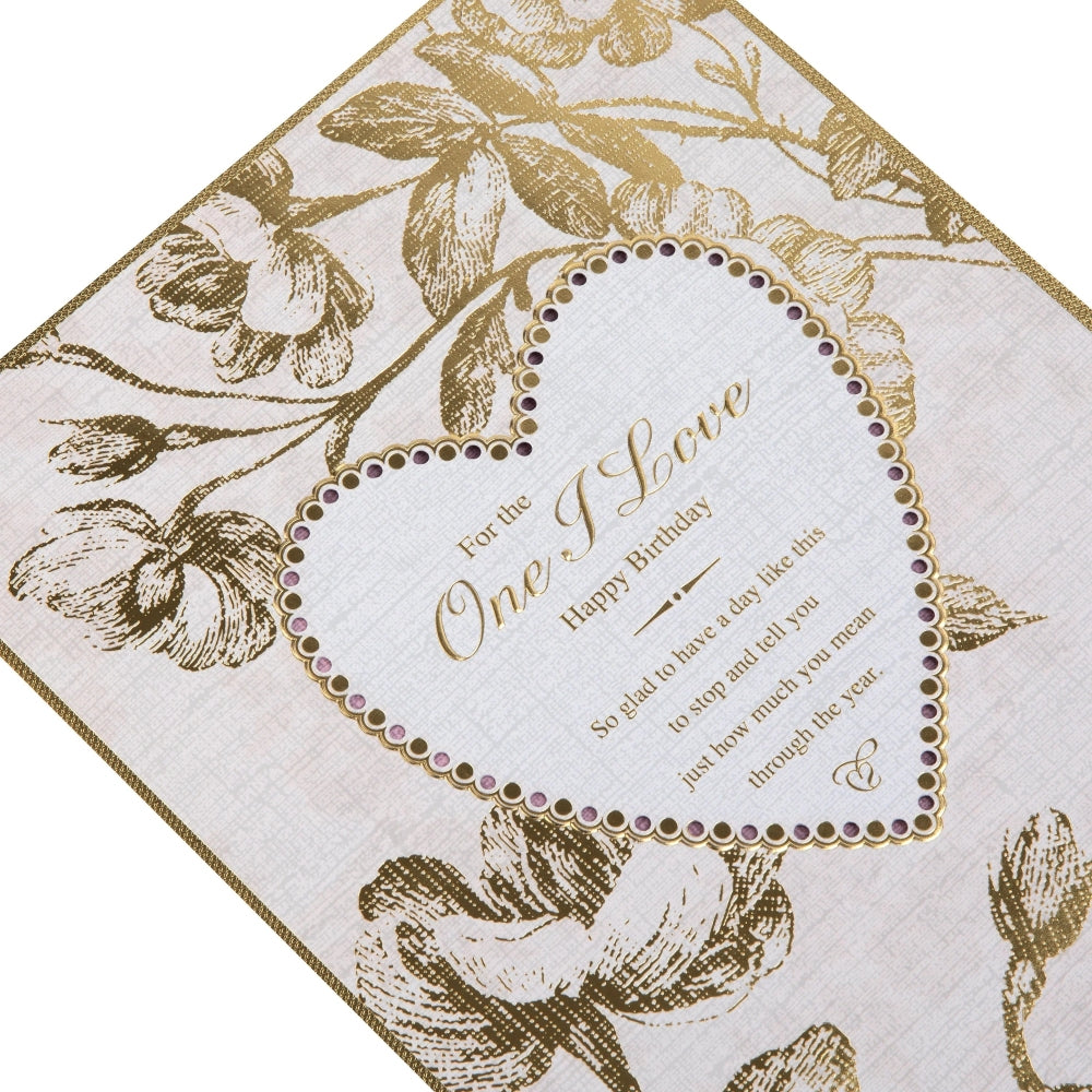 Intricate Traditional Floral Design for One I Love Birthday Card