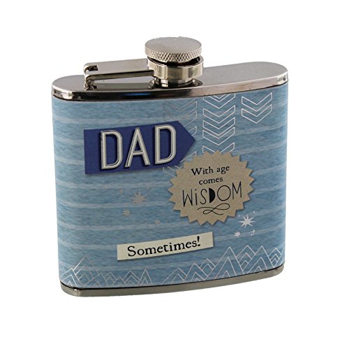 DAD HIP FLASK WITH AGE COMES WISDOM SOMETIMES