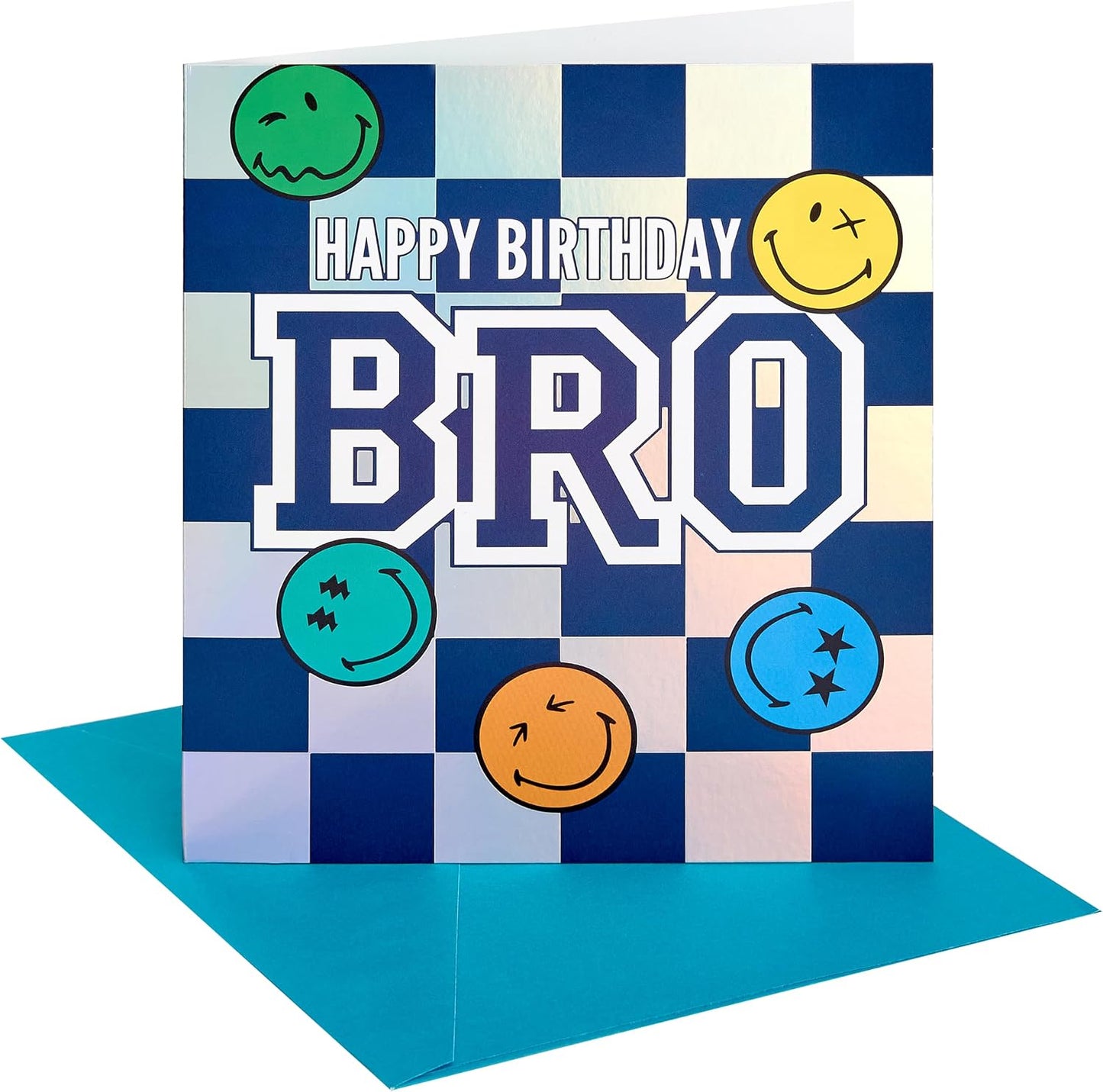 Checkerboard Smiley Faces Design Brother Birthday Card