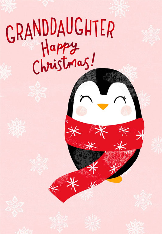 Penguin Design Granddaughter Christmas Card