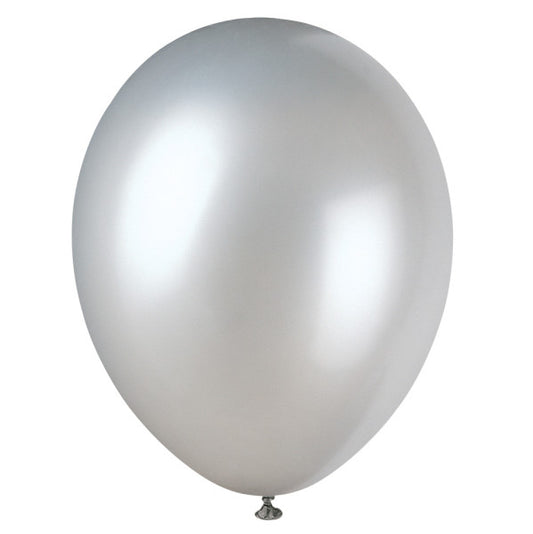 Pack of 8 Shimmer Silver 12" Premium Pearlised Balloons