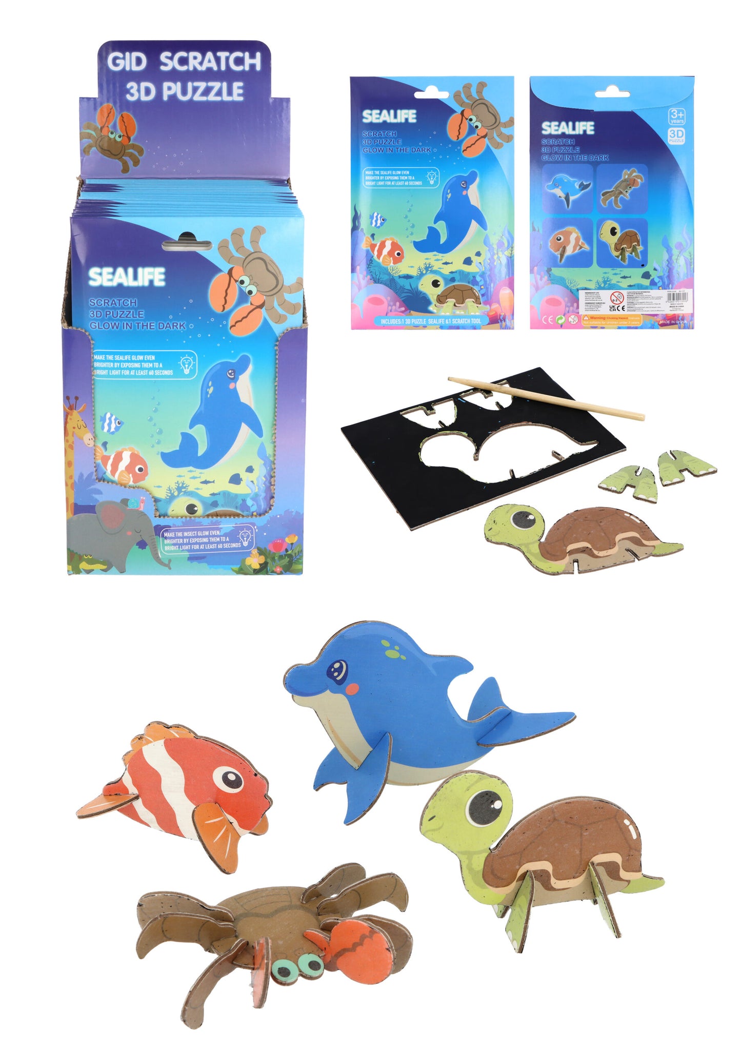 Sealife Magic Colour Scratch 3D Puzzle (Glow In The Dark)