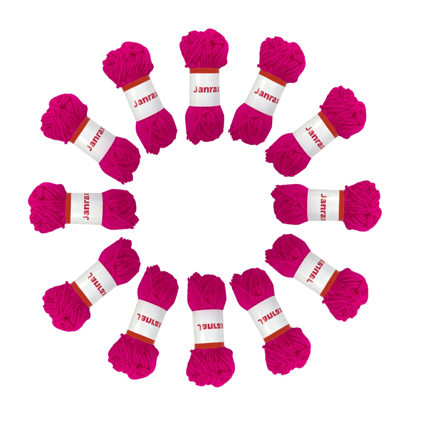 Pack of 20 Hot Pink Acrylic Yarn Rolls – 10g each, 4 Strand 8 Ply Knitting Wool