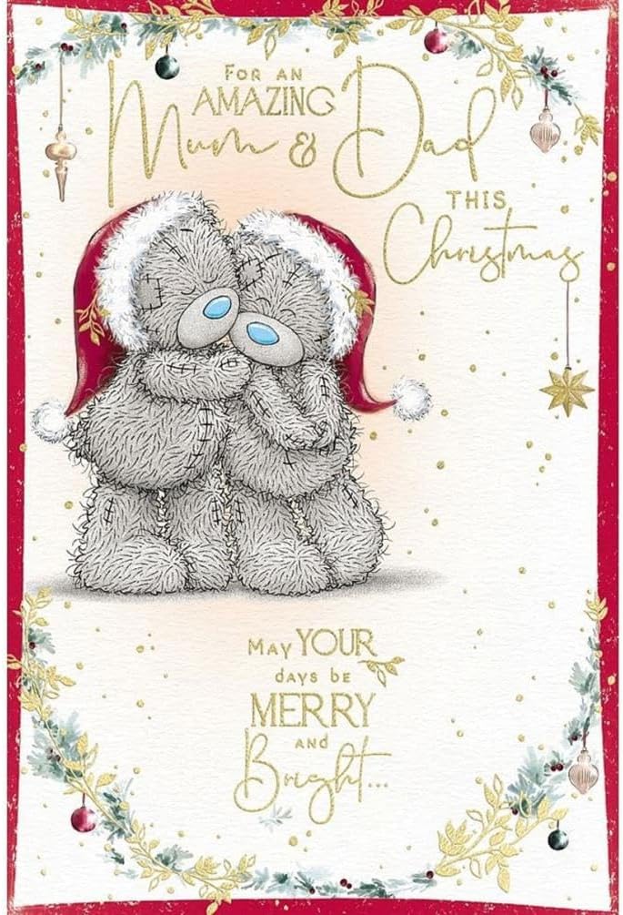 Bears Hugging Amazing Mum & Dad Christmas Card