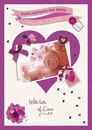 From Your Daughter Photographic Flowers With Candle Mother's Day Card