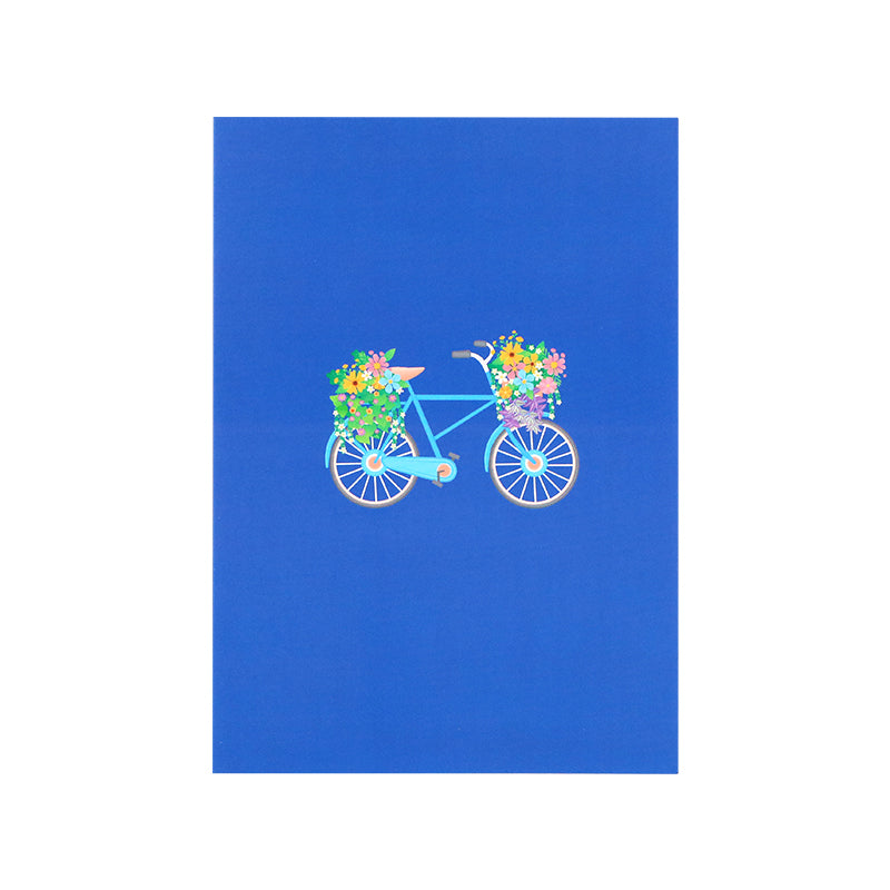Flower Bicycle 3D Pop Up Greeting Card - Spring Birthday Thank You Valentine Mother