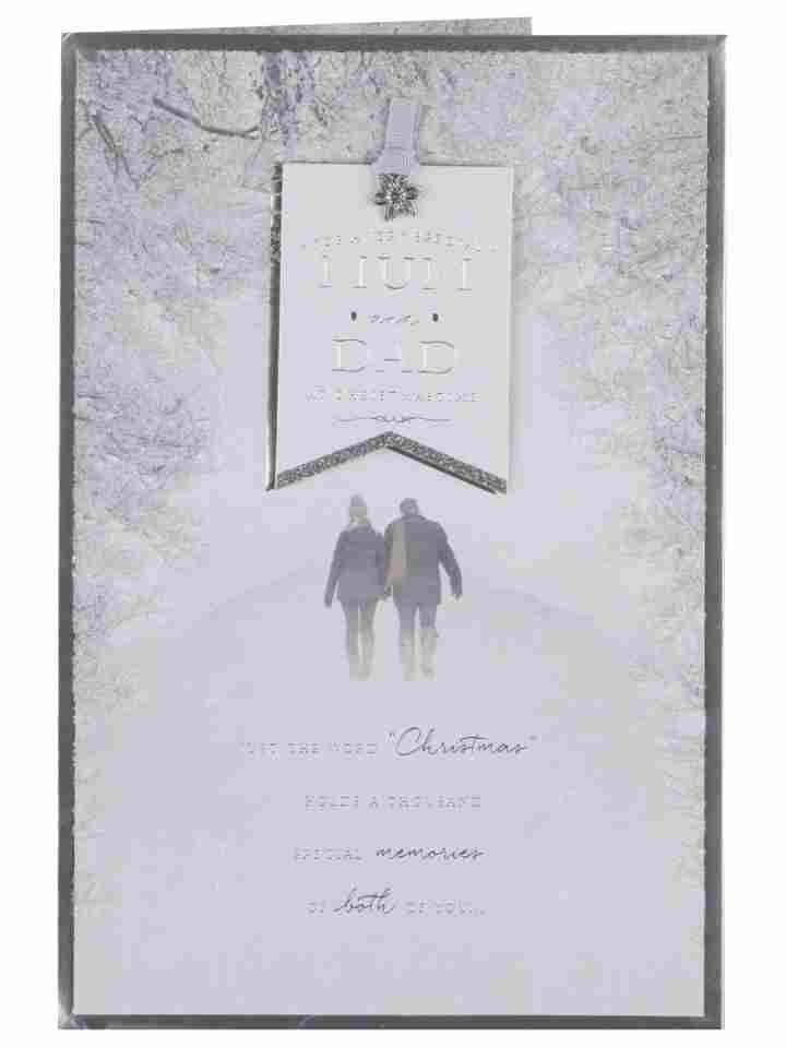Walks In The Snow Mum & Dad Christmas Handmade Greetings Card 