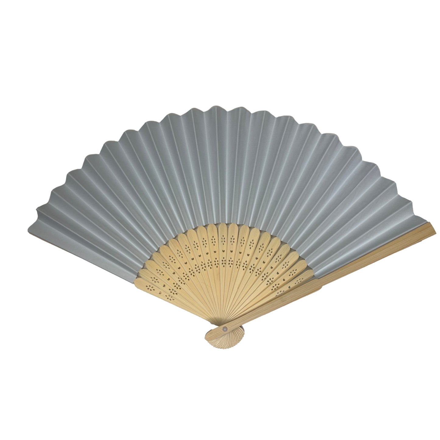 Pack of 500 Light Grey Paper Foldable Hand Held Bamboo Wooden Fans by Parev