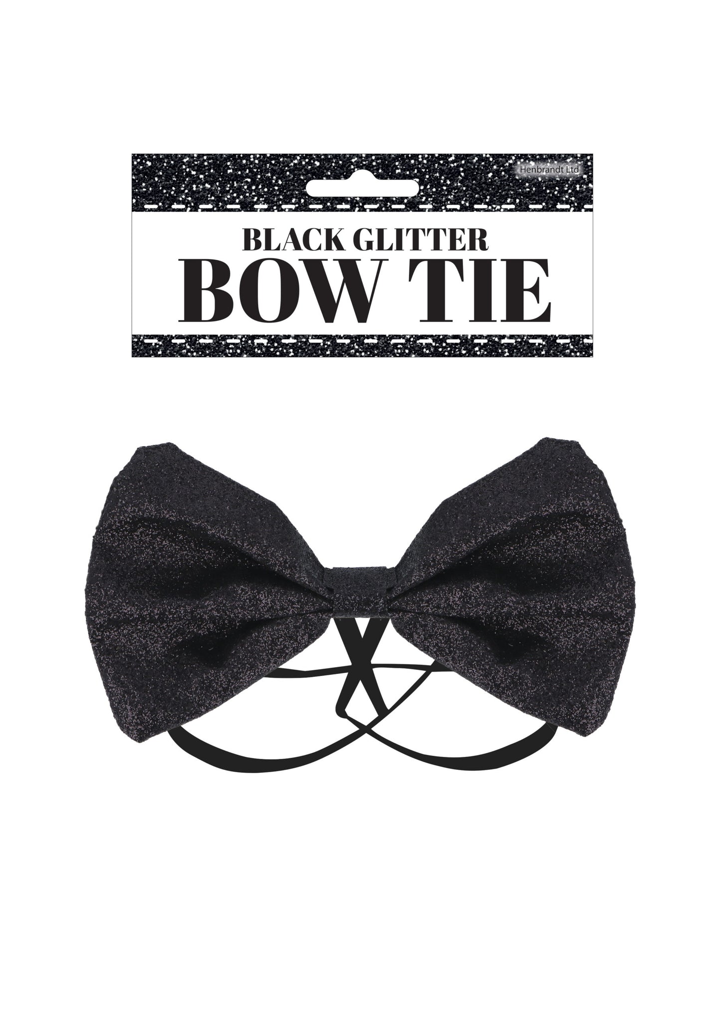 Bow Tie Glitter 12 x 7cm Black