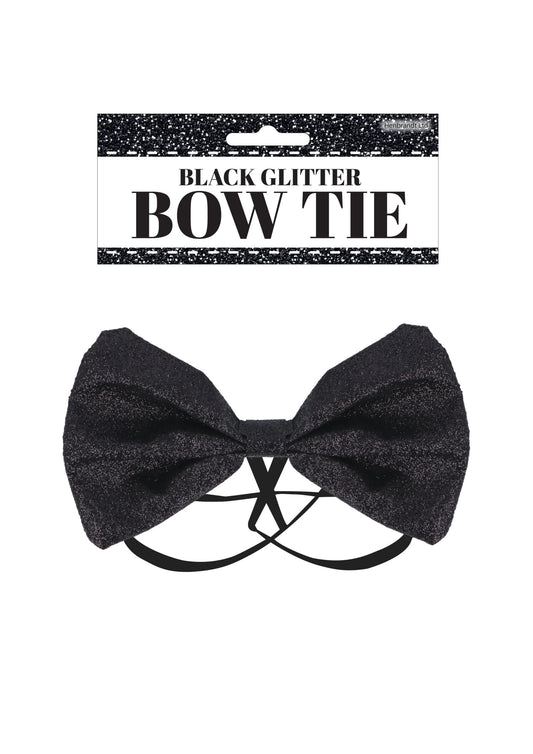 Bow Tie Glitter 12 x 7cm Black