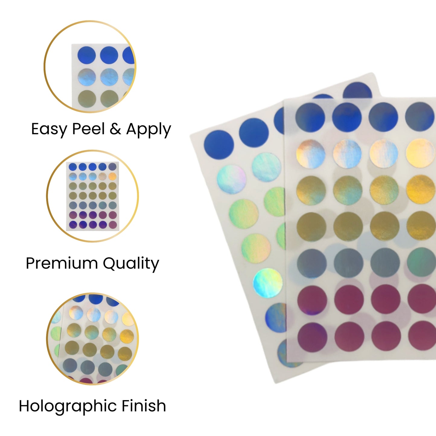 Pack of 420 Holographic 13mm Self-Adhesive Round Labels