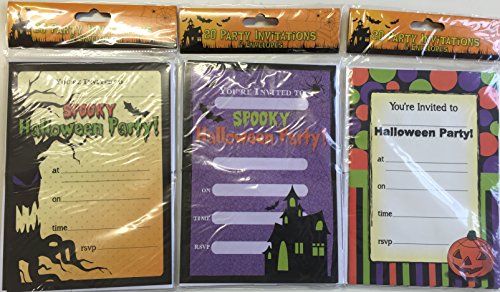Pack of 20 Halloween Invitations & Envelopes