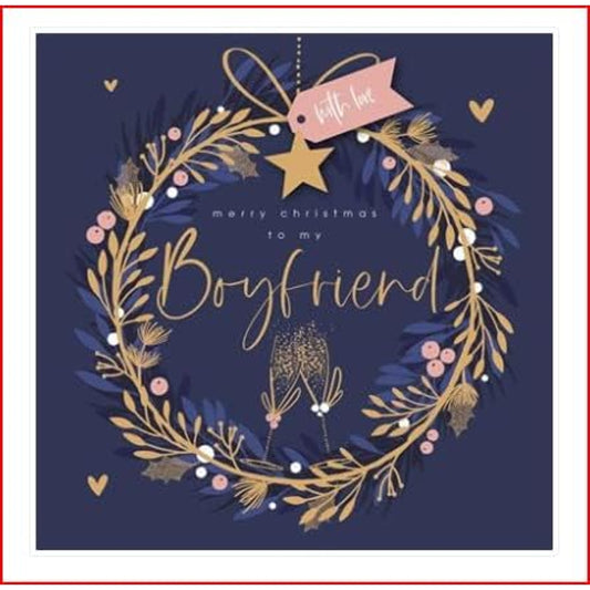 Boyfriend Christmas Card Wreath Design 