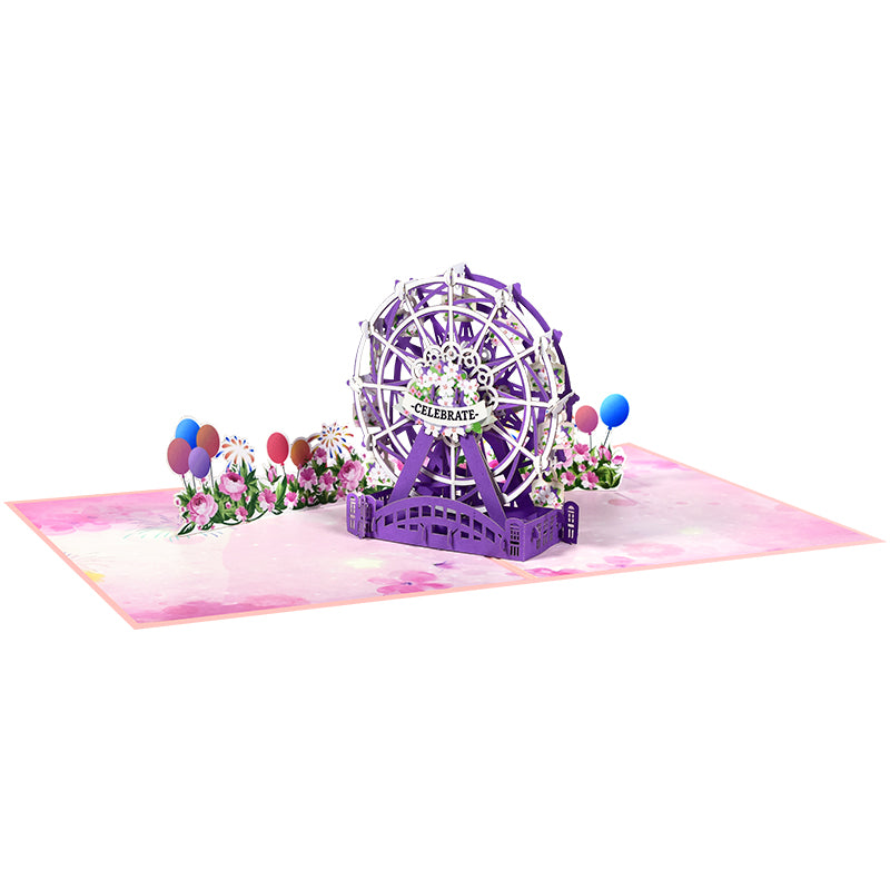 Flower Ferris Wheel Design Celebrate 3D Pop Up Greeting Card