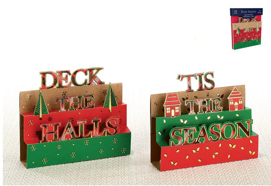Pack of 10 Special Fold Kraft Text Design Christmas Greeting Cards {DC}