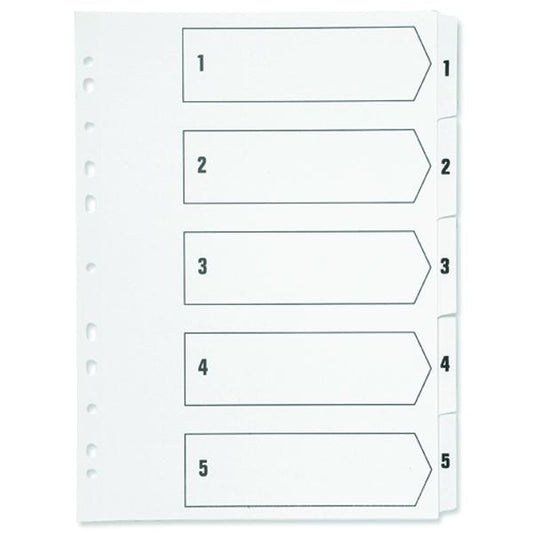 A4 1-5 Multi-punched Polypropylene White Index