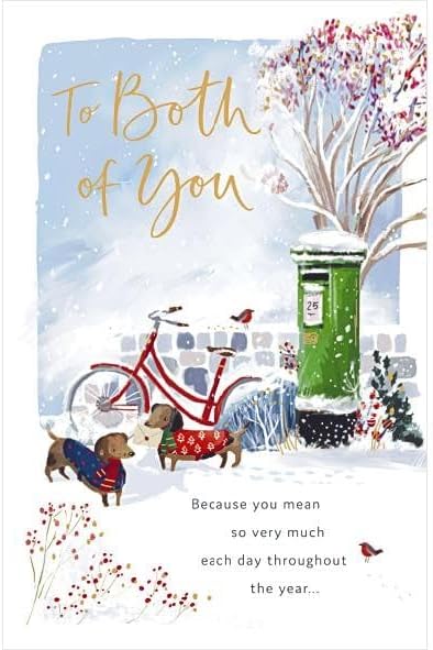 Green Postbox Scene To Both Of You Christmas Card