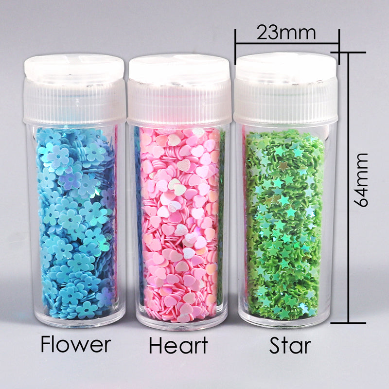 Pack of 12 Assorted Colors Cosmetic Puff Flower Shape Glitter 7g
