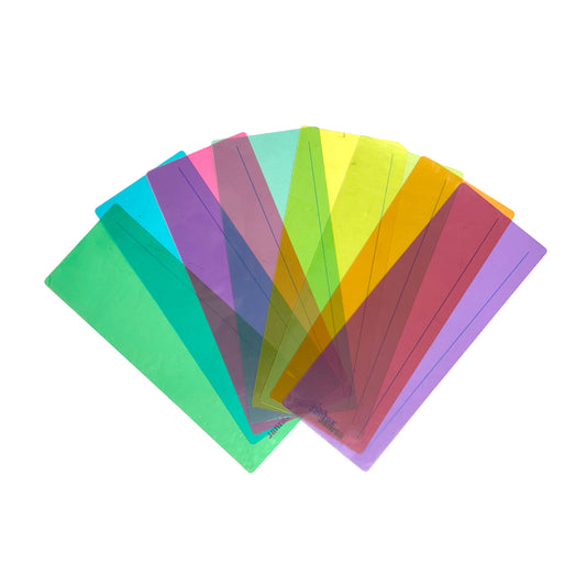Pack of 16 Assorted Coloured 210x80mm Dyslexia Overlay Reading Strips – PET Material, Rounded Corners