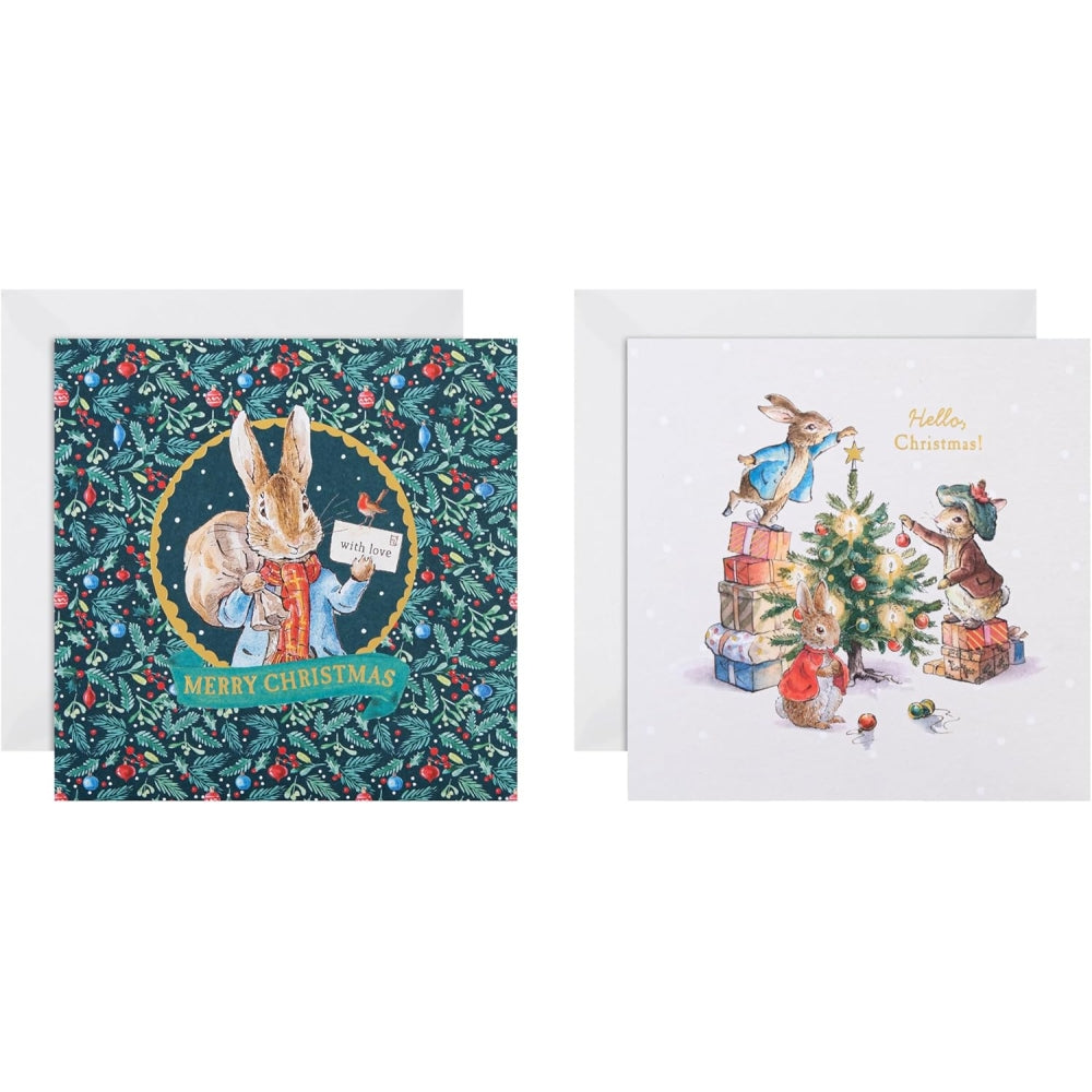 Peter Rabbit Beatrix Potter Pack of 16, 2 Designs, MultiPack Christmas Cards