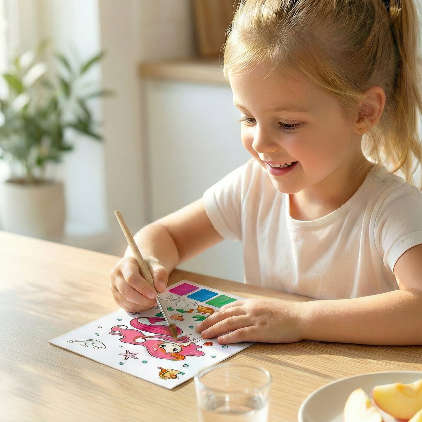 Princess Water Colouring Set (21cm x 15cm) - A5 Size 10 Painting Sheets Paint Brush Included