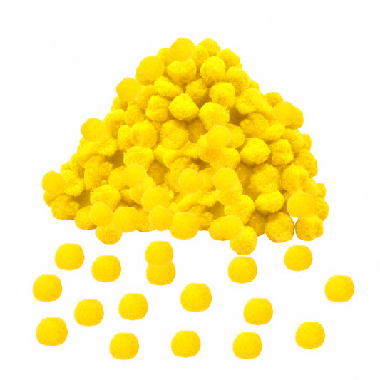 Pack of 500 Yellow Pom Poms 1.5cm – Soft Fluffy Craft Balls