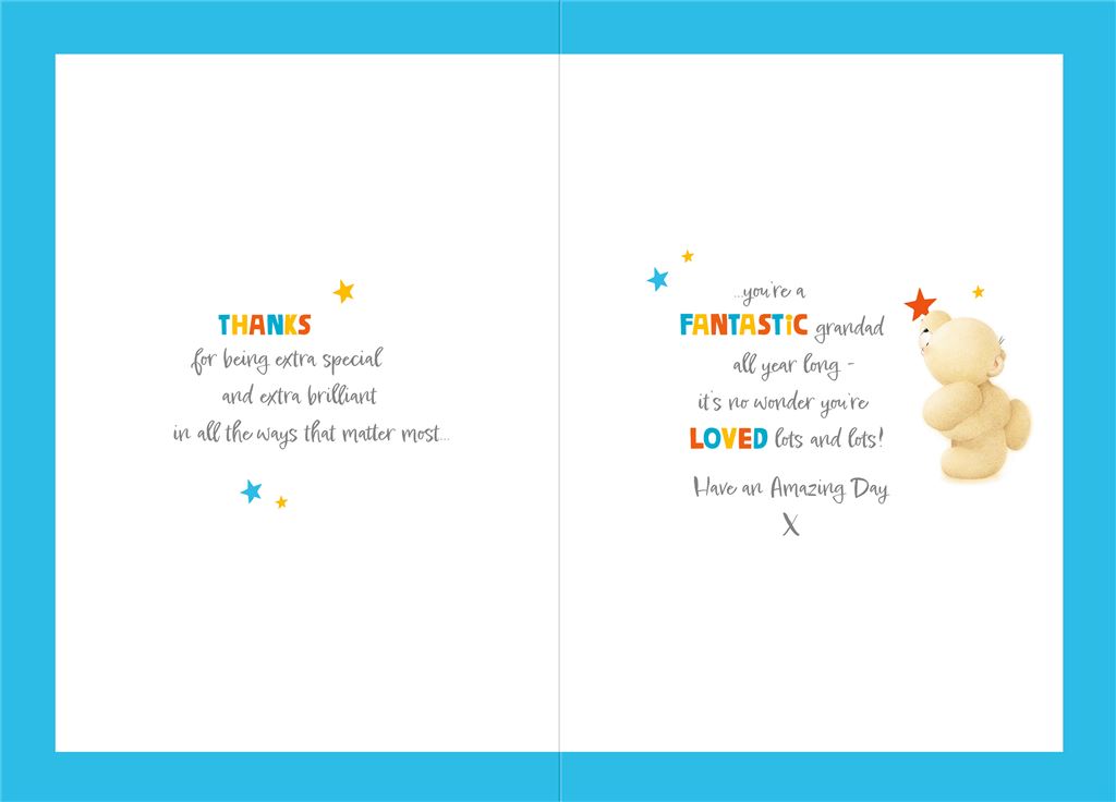 Teddy Bear Design Colourful Text Grateful Message Grandad Happy Father's Day Card