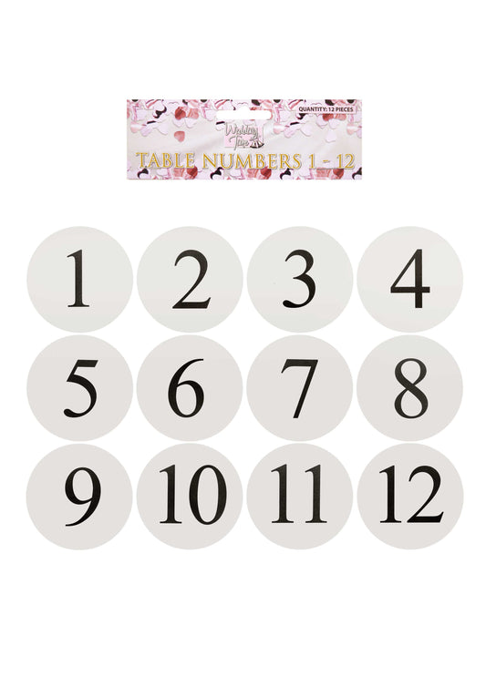 Wedding Table Number Cards Ivory Numbered 1- 12
