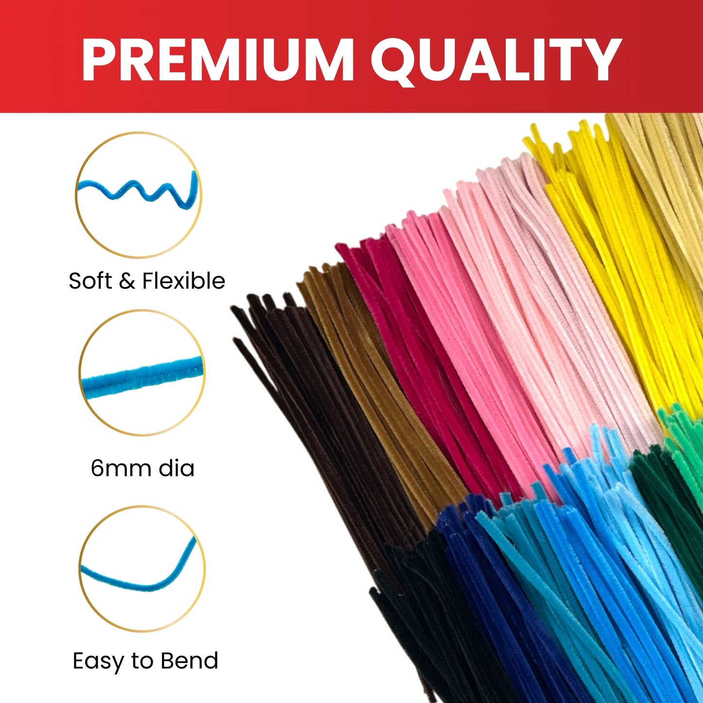Pack of 50 Turquoise Coloured Pipe Cleaners 30cm x 6mm Craft Chenille Stems