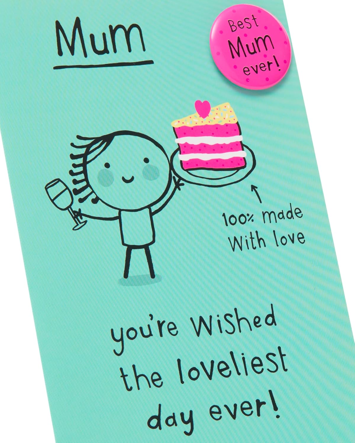 Drink And Cake Design For Mum Mother's Day Card with Badge