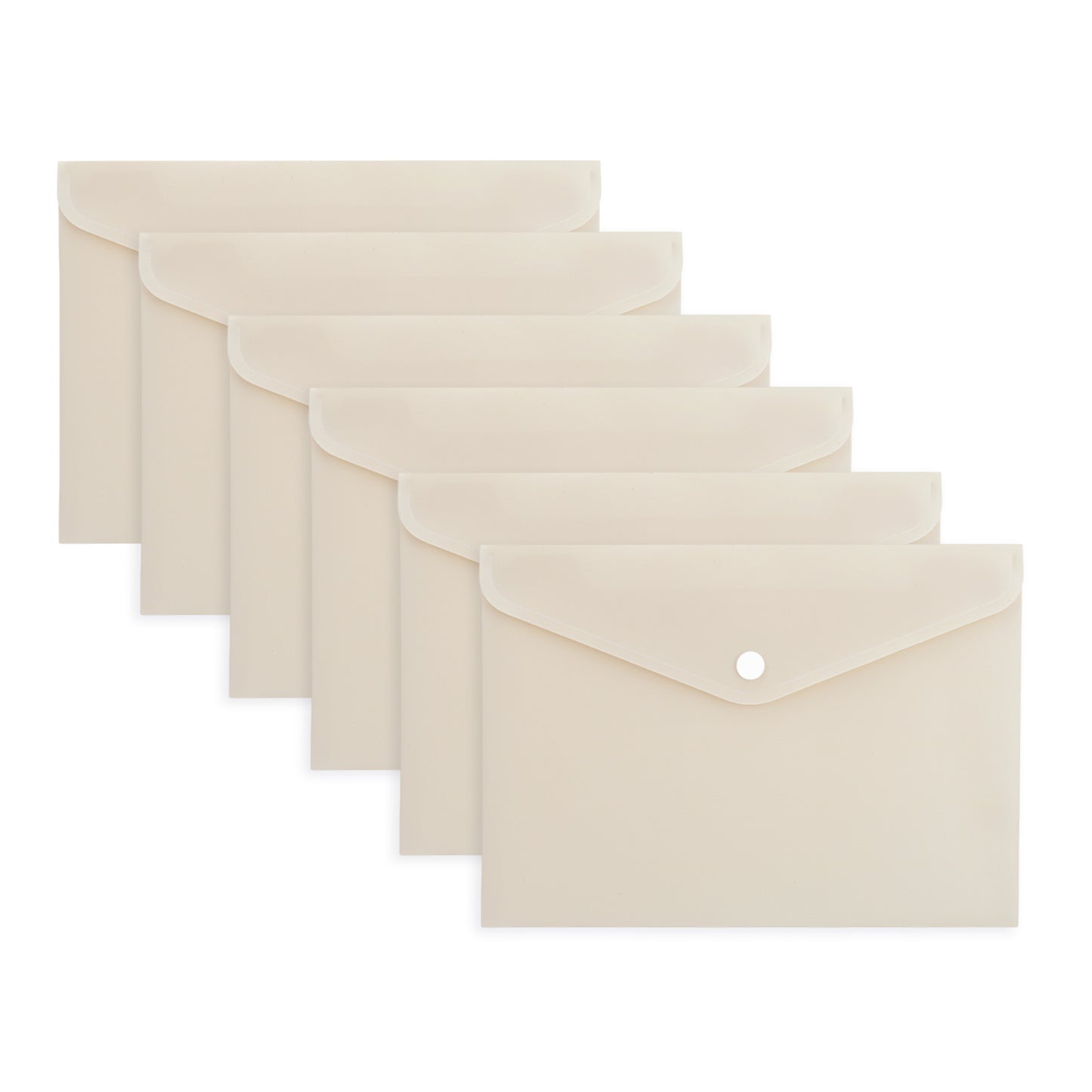 Pack of 24 A4 Ivory Soft Touch Plastic Document Wallets with Button Closure
