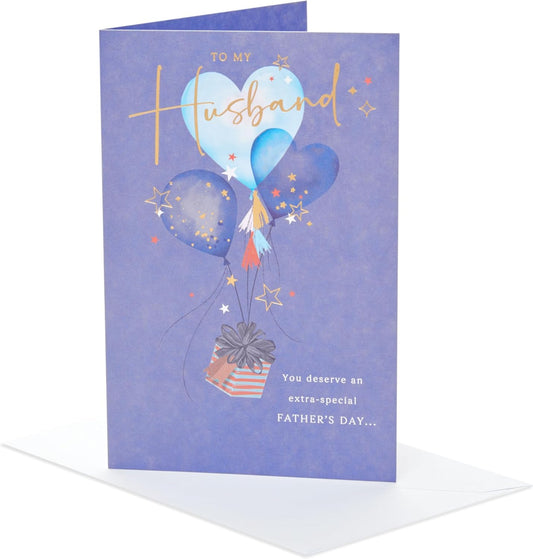 Heart Balloons and Present Design Husband Father's Day Card
