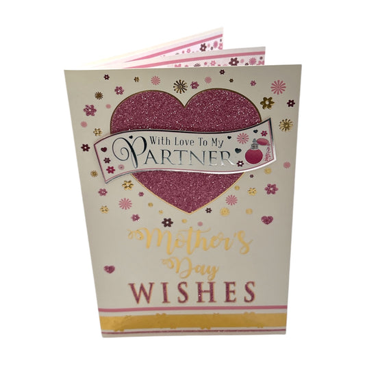 To Partner Glitter Heart Design Mother's Day Card