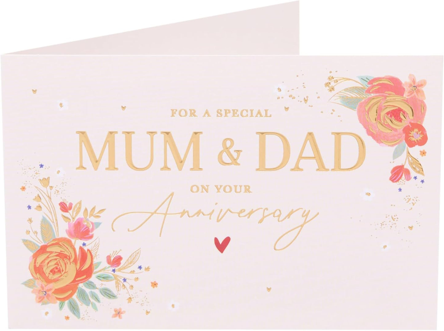 Gold Text Design Mum & Dad Wedding Anniversary Congratulations Card
