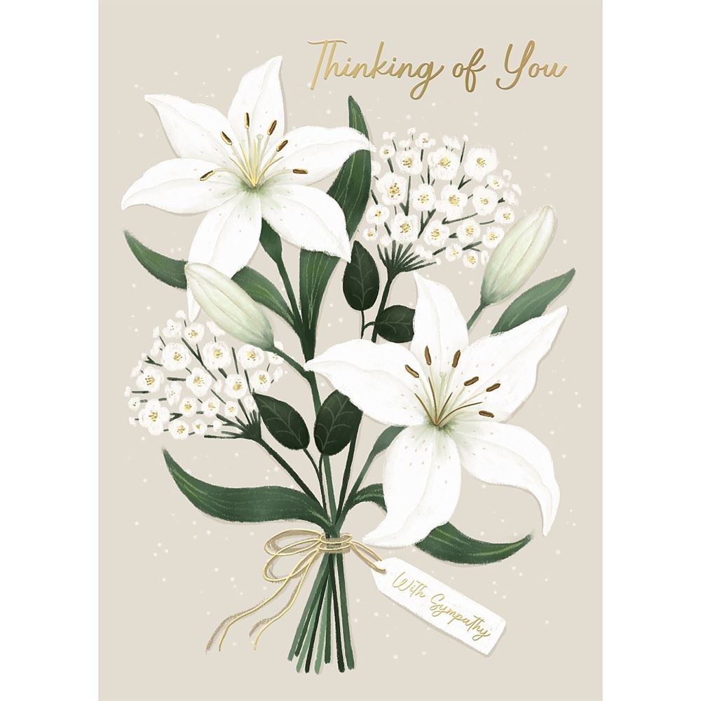Lillies Design Thinking Of You Condolence Sympathy Card