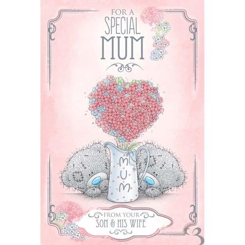 Mum From Son & His wife Me to You Bear Jug Of Flowers Mother's Day Card
