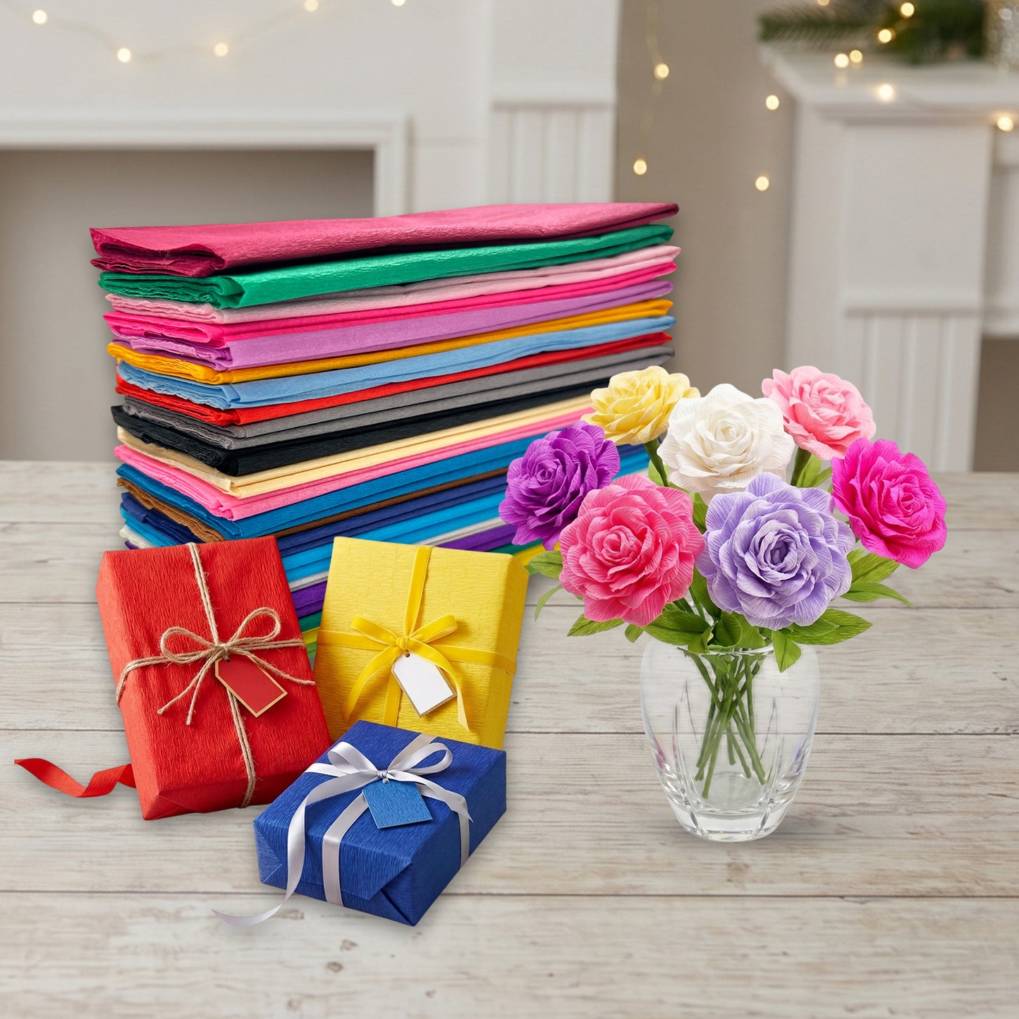 Pack of 20 Ivory Crepe Paper Sheets 50cm x 2m 17GSM 35% Stretch Craft Paper