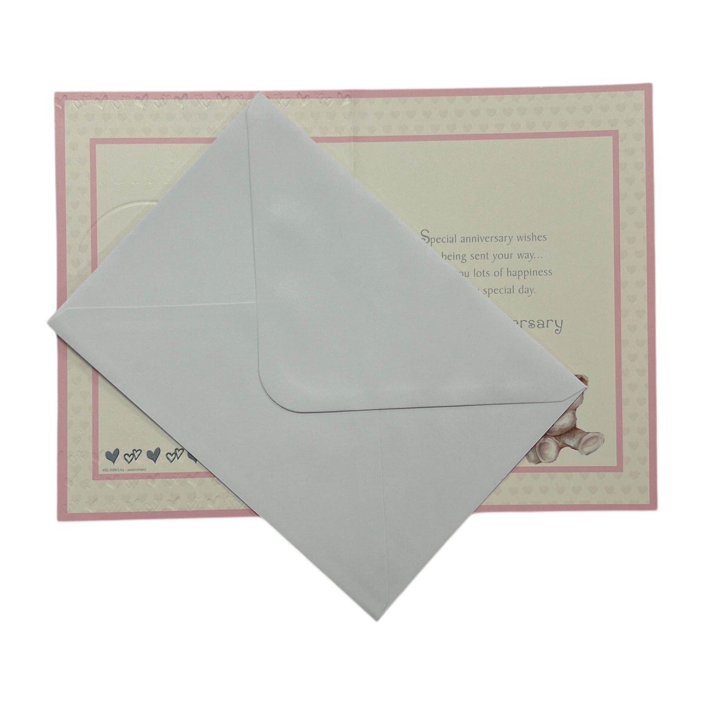 Grandma & Grandad Cute Teddies In Pink Heart Anniversary Card