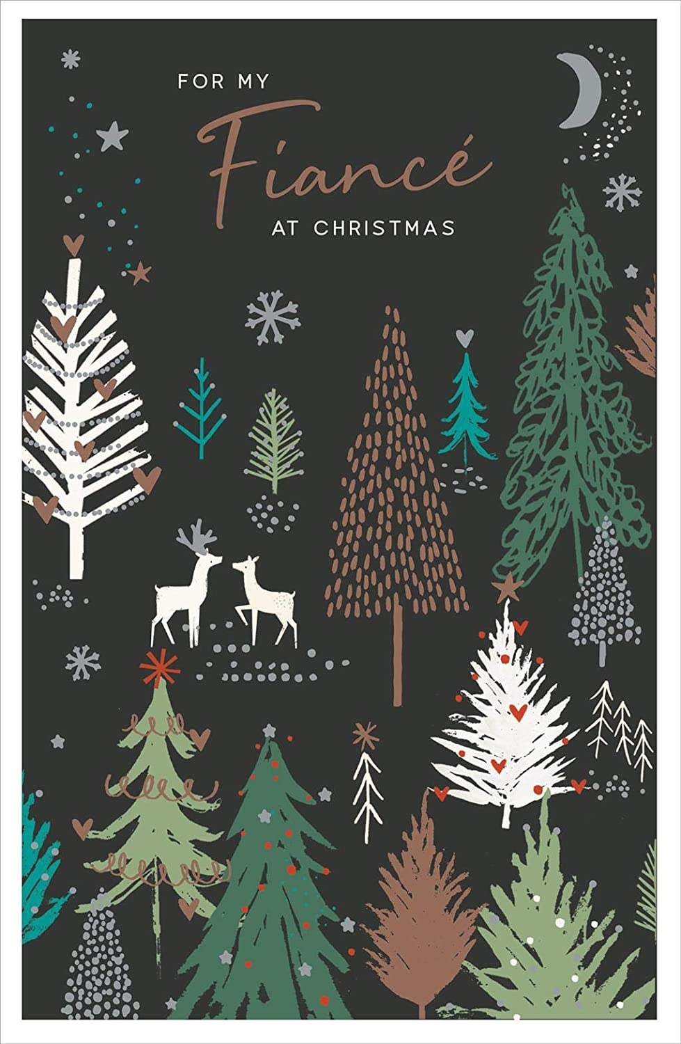 For My Fiance Christmas Tree Night Scene Design Christmas Card 