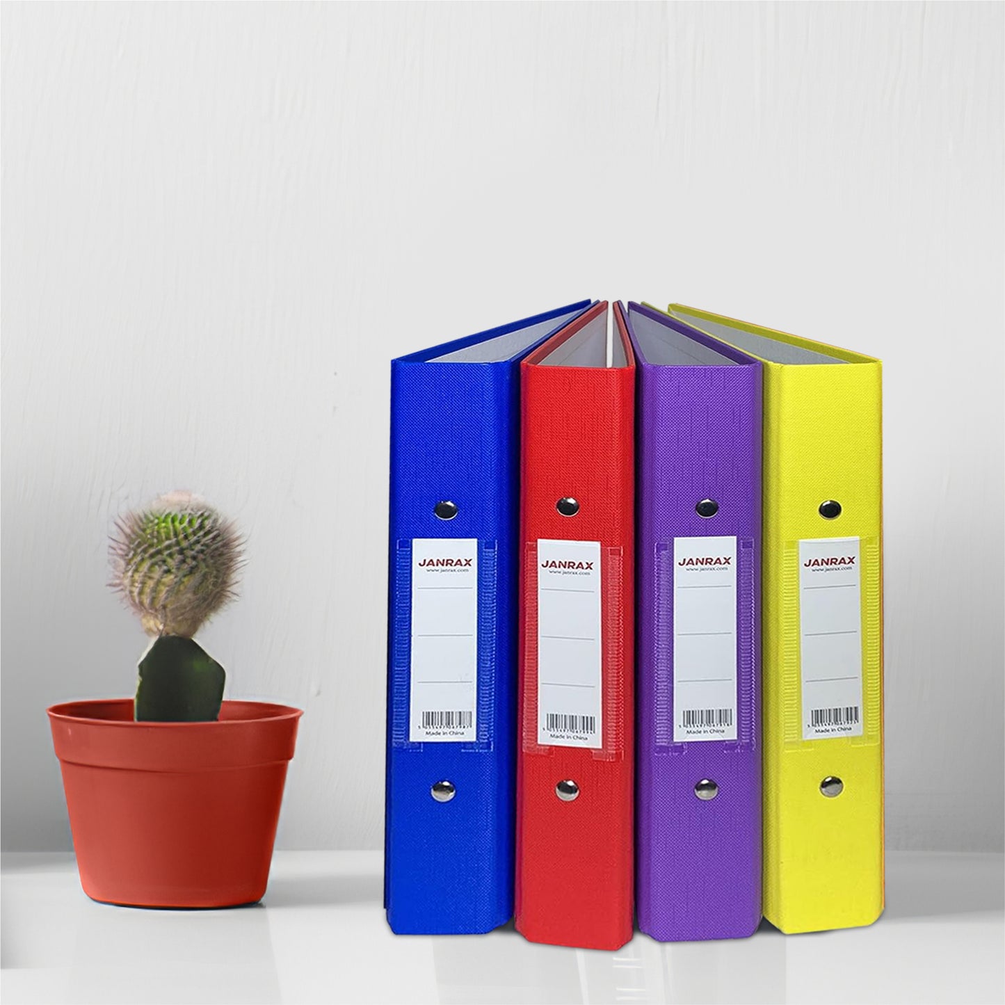 Pack of 5 A5 Purple Paper Over Board Ring Binders by Janrax