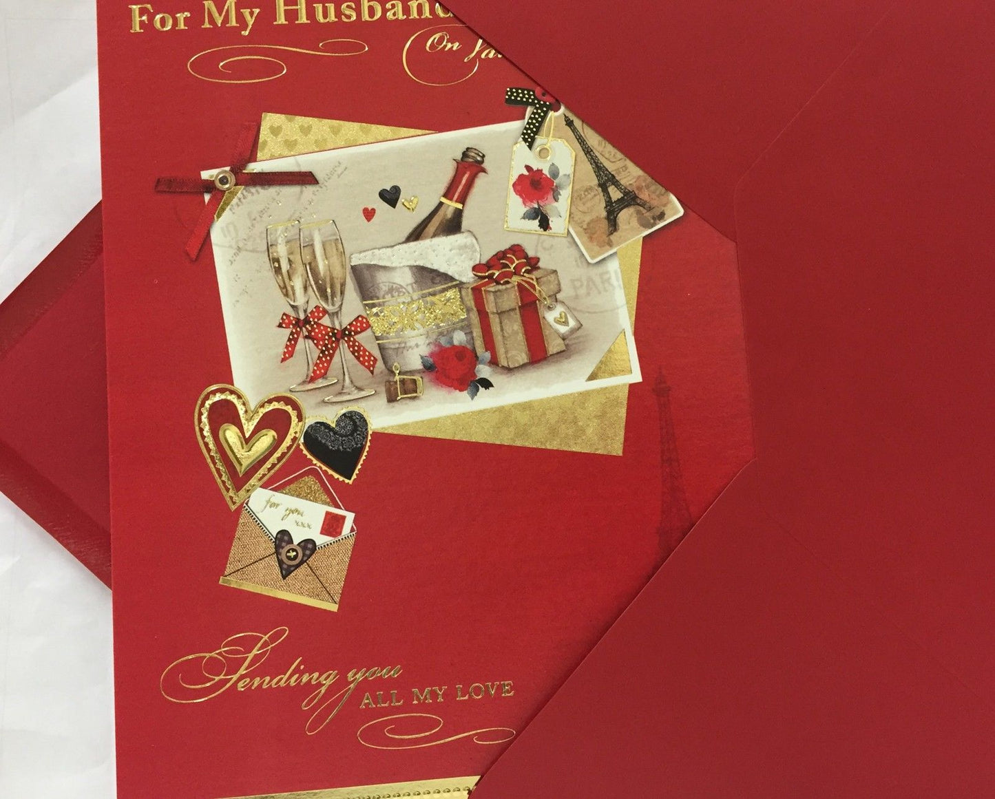For My Husband Traditional Gold Foil Valentine's Day Greeting Card With Nice Verse