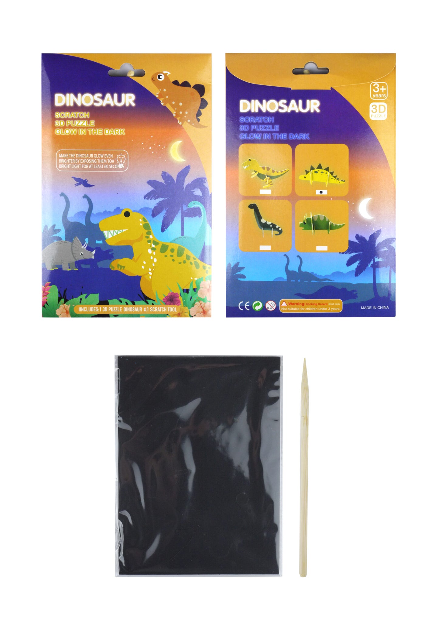 Dinosaur Magic Colour Scratch 3D Puzzle (Glow In The Dark)