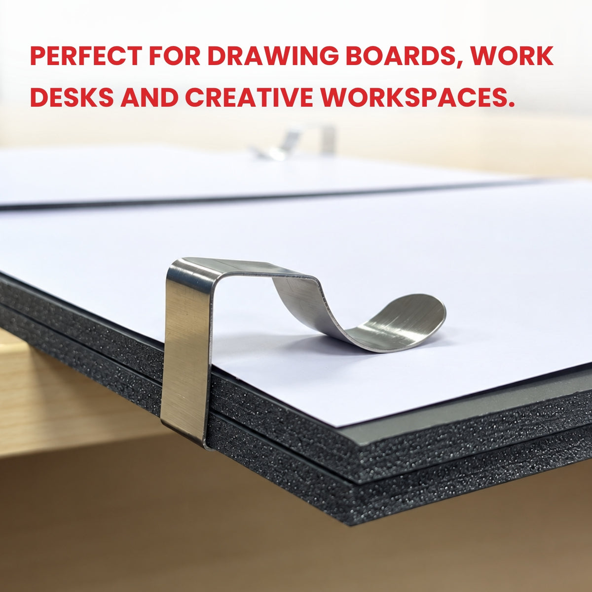 Pack of 12 Stainless Steel Drawing Board Clips 5.3 x 2.5 x 1.3cm