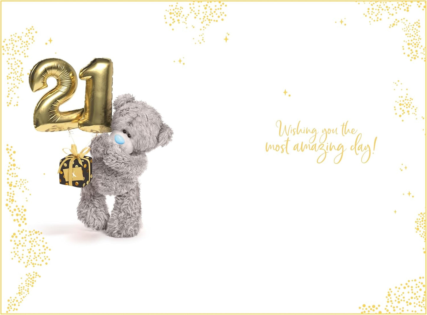 Bear With Balloons 3D Photo Finish Keepsake 21st Birthday Card