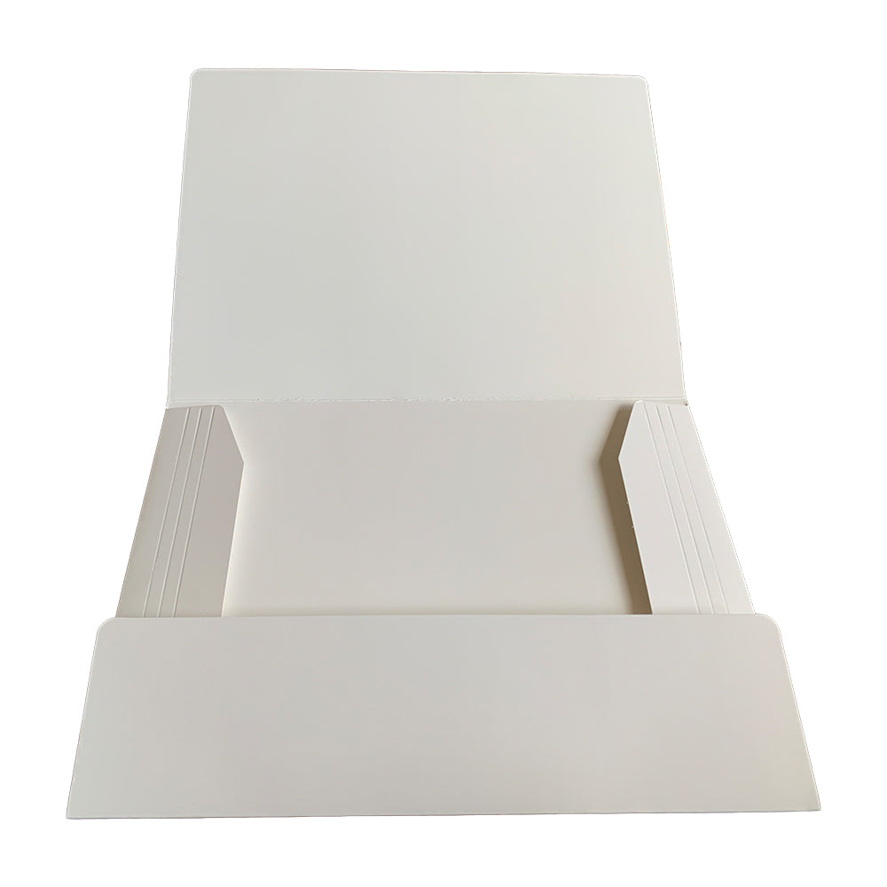 Janrax A4 White Laminated Card 3 Flap Folder with Elastic Closure