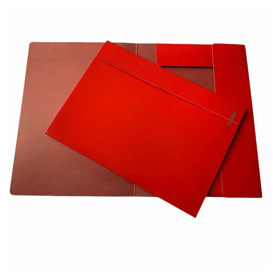 Pack of 12 Red Laminated Card 3 Flap Folder with Elastic Closure 600gsm