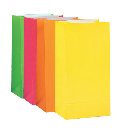 Pack of 10 Neon Assorted Paper Party Bags